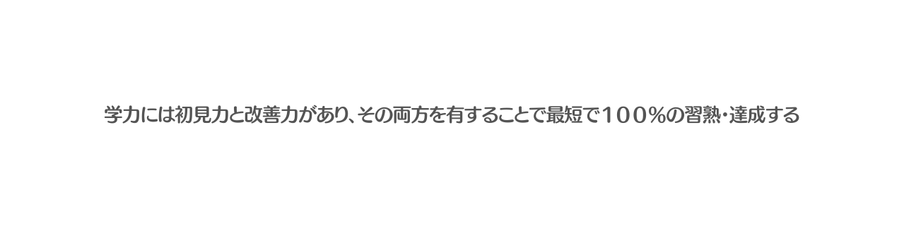 学力には初見力と改善力があり その両方を有することで最短で１００ の習熟 達成する